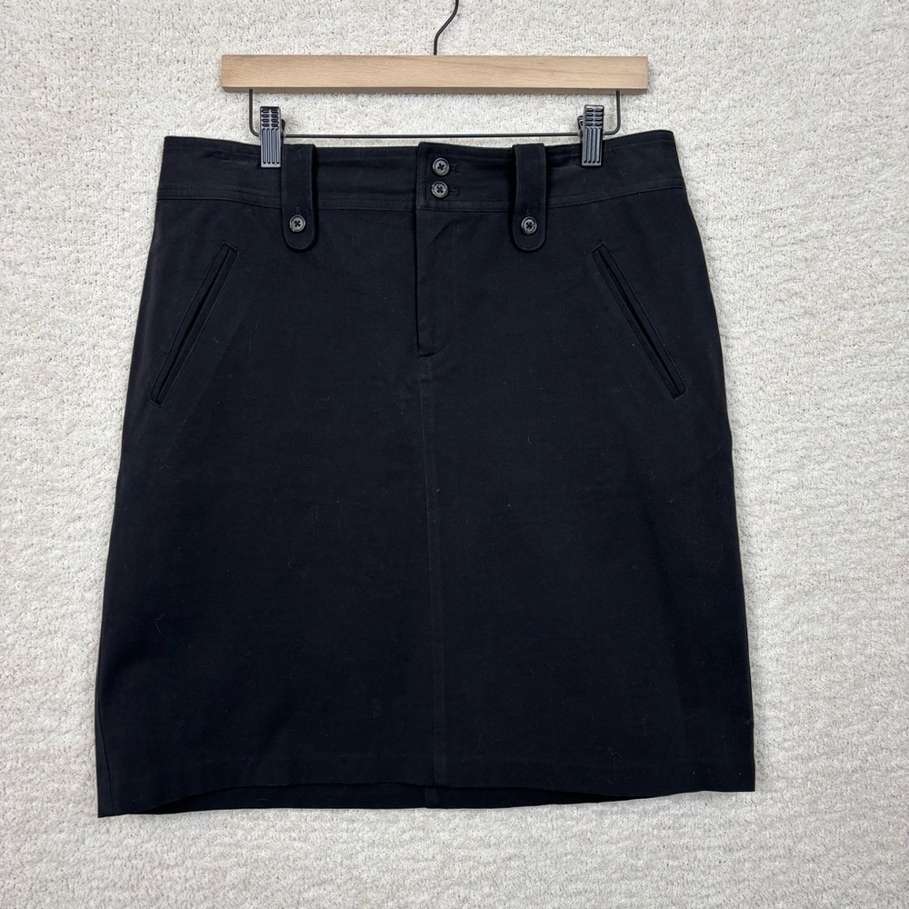 LRL Ralph Lauren Skirt 10‎ Black Mini Flat Front A-Line Cotton Blend Pencil